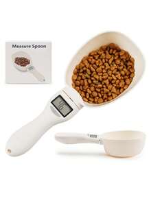 宠物食品量勺 电子狗猫食品量杯 数字勺秤 厨房食品秤 带LED显示屏 - 白色 - 查看 12