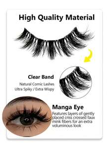 '热门'10对仿貂毛假睫毛，自然蓬松3D浓密型，柔软交叉纤长，适合派对旅行妆容，条状假睫毛，睫毛，假睫毛 - 俄羅斯條狀假睫毛 - 查看 3