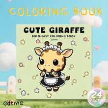 GDTME 可爱动物系列：1本成人涂色书，可撕页设计，24页厚纸，附赠5张随机贴纸。内页包含更多可爱的线条画，描绘了小牛们的日常活动，例如戴围巾、玩球和躲在花丛中。 - 填色本 - 查看 18