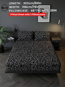 2/3件套印花床上用品套装（1件床单+1/2个枕套，不含枕芯），亲肤舒适床垫保护套，黑色豹纹床垫罩，柔软透气，多种尺寸可选，适用于单人床/双人床/大号床/特大号床，可机洗，家居装饰，卧室装饰，OEKO-TEX认证 - 彩色 - 查看 26