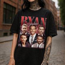 Ryan Reynolds Homage Shirt Ryan Reynolds Deadpool 90s Bootleg Shirt | Vintage Wolverine Deadpool Shirt |  Vintage Shirt 1PC Fashion Aesthetic Women's T-Shirt - Basic Casual Top | Perfect For Daily Wear/Gym/Beach/Office/Lounge/Dorm Christmas/New Year/Valentine's Day/St. Patrick's Day Gifts Tee, Fashion Leisure Sports T-Shirt,All-Season Casual Women's Top, Holiday/Birthday Gift Tee Thoughtful Gift For Friends & Sisters - 黑色 - 查看 1