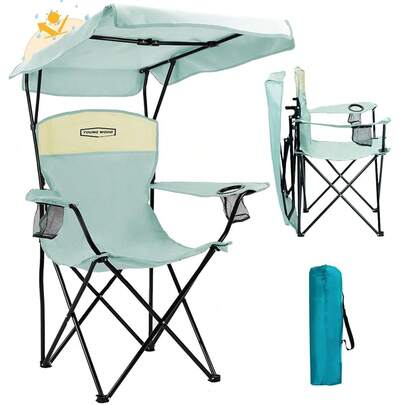 Camping Chair With Canopy, Beach Chair With Shade,Portable,Lightweight Oversized For All, Easy To Open And Close Without Installation, Side Pocket Design For All Outdoor Activities,Blue