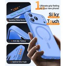 Magnetic For IPhone 17 Pro Max Case(6.9"), Upgraded [Full Camera Protection] [Compatible With Magsafe] [Translucent Matte] Shockproof Protective Phone Case, Orange - Ultramarine - View 5