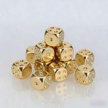 4颗精美纯铜麻将骰子 | 精心打造，适用于桌游、酒吧和KTV - 黄色，桌面游戏，酒吧老板和游戏爱好者 - 金色 - 查看 10