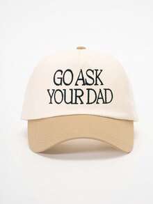 1 pieza Gorra de béisbol con bloqueo de color bordada "Ve a preguntarle a tu papá", gorra ajustable de protección solar casual adecuada para primavera/otoño, sombrero versátil para el sol, gorra de estilo Y2K para jóvenes - gorra de béisbol - Ver 15
