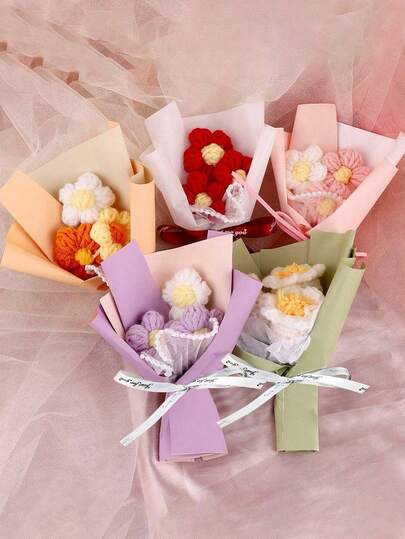 1件创意针织绒球花束，生日、情人节、开学季装饰礼物