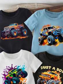 男婴休闲汽车印花短袖上衣，春夏款 - 彩色 - 查看 3