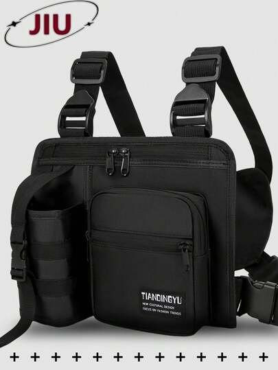 Multi-Pocket Tactical Cargo Backpack, Multi-Function Nylon Chest Bag, Lightweight Mobile Phone Storage Bag, Emergency Convenient Travel Bag, Fashion Street Vest Men'S Hip-Hop Chest Bag, For Students, Campus, Travel Vacation, Daily Commuting, Hip-Hop Performance, Fitness, Running, Cycling, Exercise, Hiking Camping, Men'S Gifts, Women'S Gifts