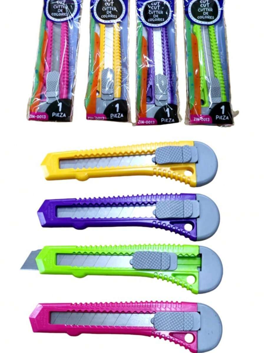 Cuchilla de Corte Grande | Afilada y Duradera, Mango Ergonomico, Carga Rápida de Hojas | Ideal para Artesanía, Oficina y Trabajos Manuales - verde - Ver 1