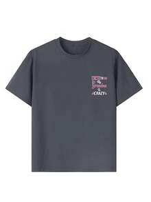 Tween Girls' Casual Graphic Print Crew Neck Short Sleeve T-Shirt, Summer Top - Dark Grey - View 7