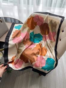 Elegant Women's Printed Satin Scarf 90x90 Large For Hair - L34/bege - 查看 2