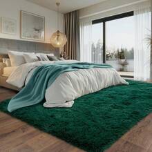 Soft Shag Rugs For Bedroom, Dark Green Fluffy Shaggy Rugs For Living Room Office, Luxury Modern Plush Carpet Girls Boys Room Dorm Indoor Home Decor, Upgrade Non-Slip - Xanh đậm - Xem 5