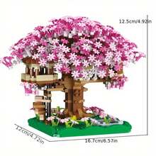 1104片樱花树屋积木套装，激发创造力，适合青少年和成人，生日或节日礼物（不含灯光） - 彩色 - 查看 10