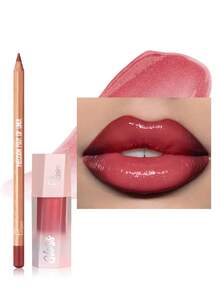 Pudaier 2pcs Valentine's Day Lip Gift Set: Includes Lip Liner Pencil And Lip Gloss, Suitable For All Skin Tones - 06+07 - View 4