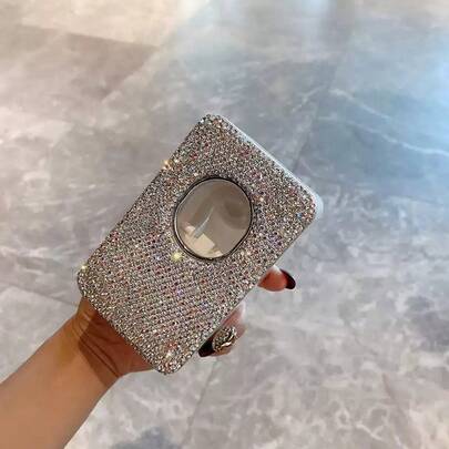 1pc Luxury Sparkling Rhinestone Bathroom Toothpaste Dispenser, Wall Mounted Toothpaste & Toothbrush Holder, Creative Gift, Cosmetic Brush Storage Box