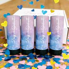 Pháo giấy mini quay tay 11cm, hình trái tim màu xanh dương, chứa giấy vụn và kim tuyến, phụ kiện trang trí tiệc cưới, sinh nhật, tạo không khí sôi động. - 6Pcs - Xem 2