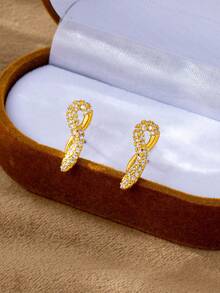 1对 2026新款 跨境字母数字图案时尚圈形耳环，几何数字耳钉 - 數位文字精美耳環 - 查看 4