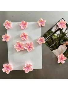 15枚花卉图案图钉，可爱卡通树脂桃花3D图钉，适用于软木板、照片墙、地图、学习用品、节日装饰 - 套裝 - 查看 9