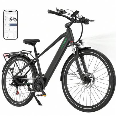  HITWAY BK7S Electric Bike 27.5Inch E-Bike, 36V 12.8Ah Removable Battery, 250W Motor Up To 25 Km/H, 50-80 Km Range, MTB EBike City Commuter Electric Bicycle For Adults