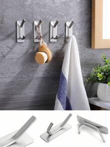 1/2/4个装强力粘性墙钩，自粘式挂钩，毛巾架挂钩，衣帽架，钥匙架，浴室和厨房收纳五金配件，不锈钢材质，重型毛巾钩，免钻孔衣架，防水挂钩，浴帘挂钩，壁挂式，毛巾架，壁挂式挂钩，适用于卧室悬挂浴袍和海绵，也适用于淋浴房、教室、车库、公寓、宿舍、橱柜、冰箱，是收纳整理的理想之选。 - 彩色 - 查看 6