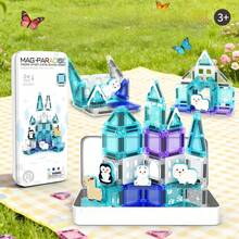 35pcs Mini Magnetic Tiles | Transformable Magnetic Building Blocks - Children Outdoor Puzzle Educational Toys - Portable Travel Iron Box Magnetic Tiles Set - Multicolor - View 7