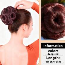 夹式接发，合成发髻，带9朵花苞，适合女性日常佩戴 - 黑色 - 查看 17