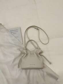 New Fashionable Bucket Bag, Crossbody Cloud Bag, Drawstring Women's Shoulder Bag, Pleated Letter Spring Women's Bag - Beige - View 4