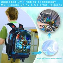3pcs/Set Kids Boys' Dinosaur Rolling Backpack, With Wheels Children School Bag With Lunch Box, Suitable For Kindergarten & Elementary School - Trolley Backpack - View 8