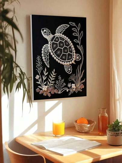 Pearl Turtle Diamond Painting Kit | 2D Flat Unframed Decorative Painting, Complete Craft Materials, Vintage Luxury Decor, Suitable For Holiday & Birthday Gifts, Living Room Art Decoration