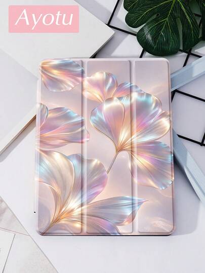 Ayotu Plant 1pc Iridescent Ginkgo Leaf Pattern Tablet Sleeve & Kindle Case, Fits 10th Gen, 10.2/Mini6/Mini7/9.7", Galaxy Tab A9 Plus, Kindle (11th Gen - 2024), Kindle Paperwhite (12th Gen 2024), Fashionable Minimalist Design, Great Holiday Gift