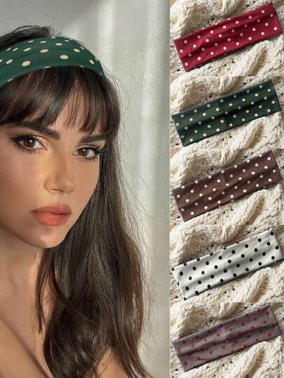 New Retro Polka Dot Headband, Fashionable Dotted Hair Accessories, Elastic Yoga Sports Headband/Headscarf For Women Fashion Hair Band