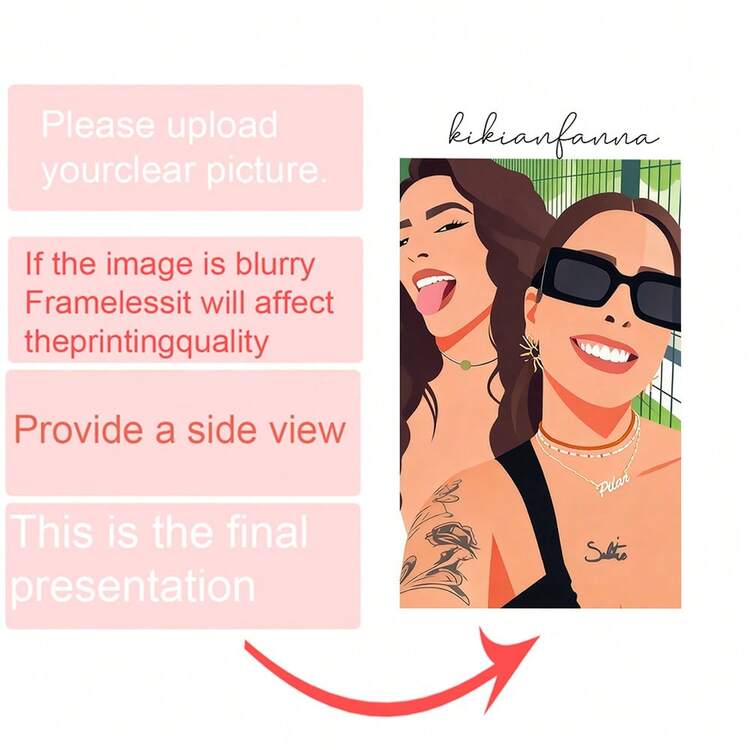 Personalized Valentine's Day Gift For Husband, Custom Couple Portrait Photo Wall Art Gift, Flat Illustration - Multicolor - View 11