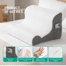 Wedge Pillow For Bed | All-In-One Ergonomic Bed Wedge Pillow – Design For Ultimate Sleep, Reading & Recovery Support, With Cooling Memory Foam & Anti-Slip Honeycomb Cover - White - View 4