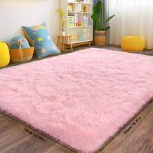1 pieza Alfombra de lujo suave y esponjosa - Peluda, antideslizante, lavable a máquina, resistente a la decoloración, tacto suave, adecuada para sala de estar, dormitorio, decoración del hogar, decoración de la habitación, alfombra de acento, revestimiento de piso - Rosa Pálido - Ver 17