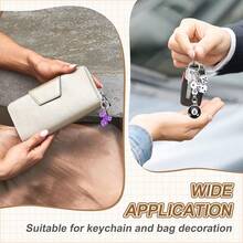 PATIKIL Lucky Dice Keychain Charm, Resin 3D Cube Square Mini Dice Keyrings With 3 Pendants For Bag - Hồng - Xem 6