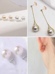 20/50个装硅胶耳钉后塞，透明安全锁扣式耳钉后塞，适用于重型耳环，无刺激低过敏性柔软透明耳钉替换装 - Earring Backs - 查看 7