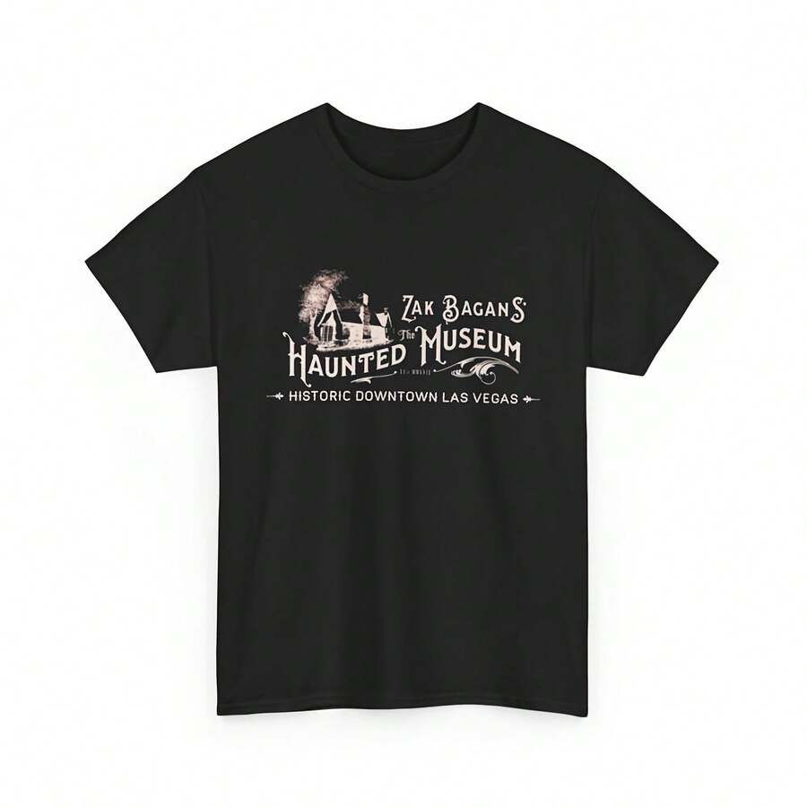 Camiseta del Museo Encantado de Zack Bagan, Camiseta de Aventuras Fantasmales Paranormales, Camiseta de Algodón Uni, Regalo de Casa Encantada de Terror, Camiseta de Cazador de Fantasmas, Escalofriante - Negro 1 - Ver 1