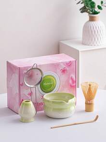 Japanese Matcha Tea Set, Includes Matcha Bowl With Spout, Bamboo Whisk, Spoon, Sifter And Stand. Lead-Free Material, Dishwasher . Ideal For Matcha Lovers, Christmas, Valentine's Day, Thanksgiving Gifts - Multicolor - View 9