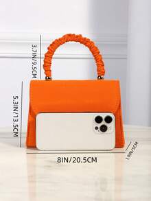 Elegant Floral Ruffled Flap Square Evening Handbag, Suitable For Women's Party, Wedding, Prom, Banquet Occasions, Best Gift For Her - Orange - View 6