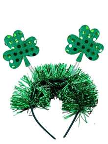 1pc Clover Bohemian Vintage Cute ABS Plastic Green Ribbon Party Headband, St. Patrick's Day Decoration - Green - View 5