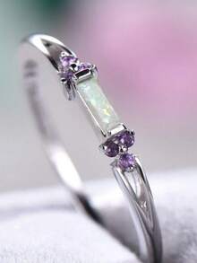 1 chiếc nhẫn đá Cubic Zirconia thời trang dành cho nữ, thích hợp làm quà tặng Ngày Valentine, đám cưới, kỷ niệm, tiệc tùng. - 1 # - Xem 1