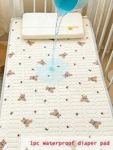 1 件卡通兔子、熊、恐龙印花柔软防水床垫、婴儿床/床单、育儿室、卧室、老年人、月经期、宠物、日托、返校 - 彩色 - 查看 2
