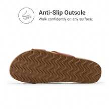 Women Summer Slides Sandals Open Toe Slip-On Comfortable Footbed Two Strap Flat Sandals Fashion Beach Vacation Lightweight Arch Support Sandals Shoes - 棕色 - 查看 9