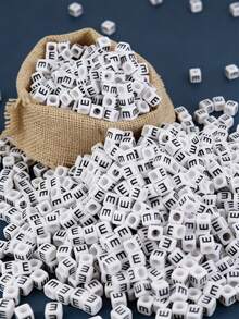 100/1000pcs/Pack White Background Black Letter Beads, 6mm Acrylic English Alphabet Square Letter Beads DIY Jewelry Making Accessories, Decorative Supplies | Overflowing Beads | Durable Bead Material For Jewelry Making - Black and White - View 65