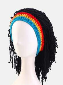 1pc New Jamaica Rasta Wig Hat, Knitted Beanie Cap, Unisex Suitable For Daily Wear And Parties - Jamaican Hat - View 4