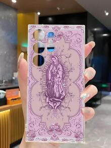 1pc Creative Purple Virgin Flower Soft Phone Case, Compatible With Huawei Honor, Compatible With Redmi, Galaxy A04e/12/A13/A14/A34/A50/A52/A53/A54/S21/S22/S23/S24/S25/S25Ultra, 6A/7A/8A, 12T/13T - Clear - View 2