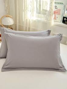 1 pieza Funda de almohada larga de unicolor, ultra suave, para pareja, funda interior de almohada extra larga doble, sin relleno, amigable con la piel, lavable y duradera, muy adecuada para dormitorio, dormitorio de estudiantes, hotel, uso familiar, lavable a máquina, poliéster transpirable, cómoda en todas las estaciones, múltiples opciones de tamaño, decoración de almohada, decoración de habitación - Gris - Ver 10