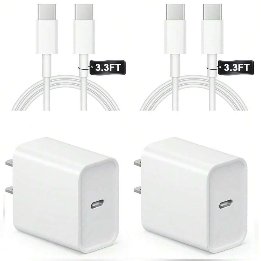 Adaptador de carga rápida de 20W con enchufe tipo A 110-127V de EE. UU. + Cable de carga rápida y transferencia de datos de alta eficiencia de 3.3ft/100cm, compatible con iPhone 17 Pro Max/17 Pro/17/Air/16/15, S25/S24/S23/S22/S21/S20, regalo del Día de San Valentín - Tipo de Enchufe A USA (110-127V) - Ver 1