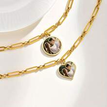 1PC Personalized Photo Custom Bracelet, Stainless Steel Heart-Shaped Bracelet, Round Custom Bracelet, Suitable For Both Men And Women, Valentine's Day, Custom Special Dates, Anniversary Gifts - Multicolored - View 12