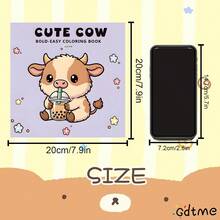 GDTME 可爱动物系列：1本成人涂色书，可撕页设计，24页厚纸，附赠5张随机贴纸。内页包含更多可爱的线条画，描绘了小牛们的日常活动，例如戴围巾、玩球和躲在花丛中。 - 填色本 - 查看 4